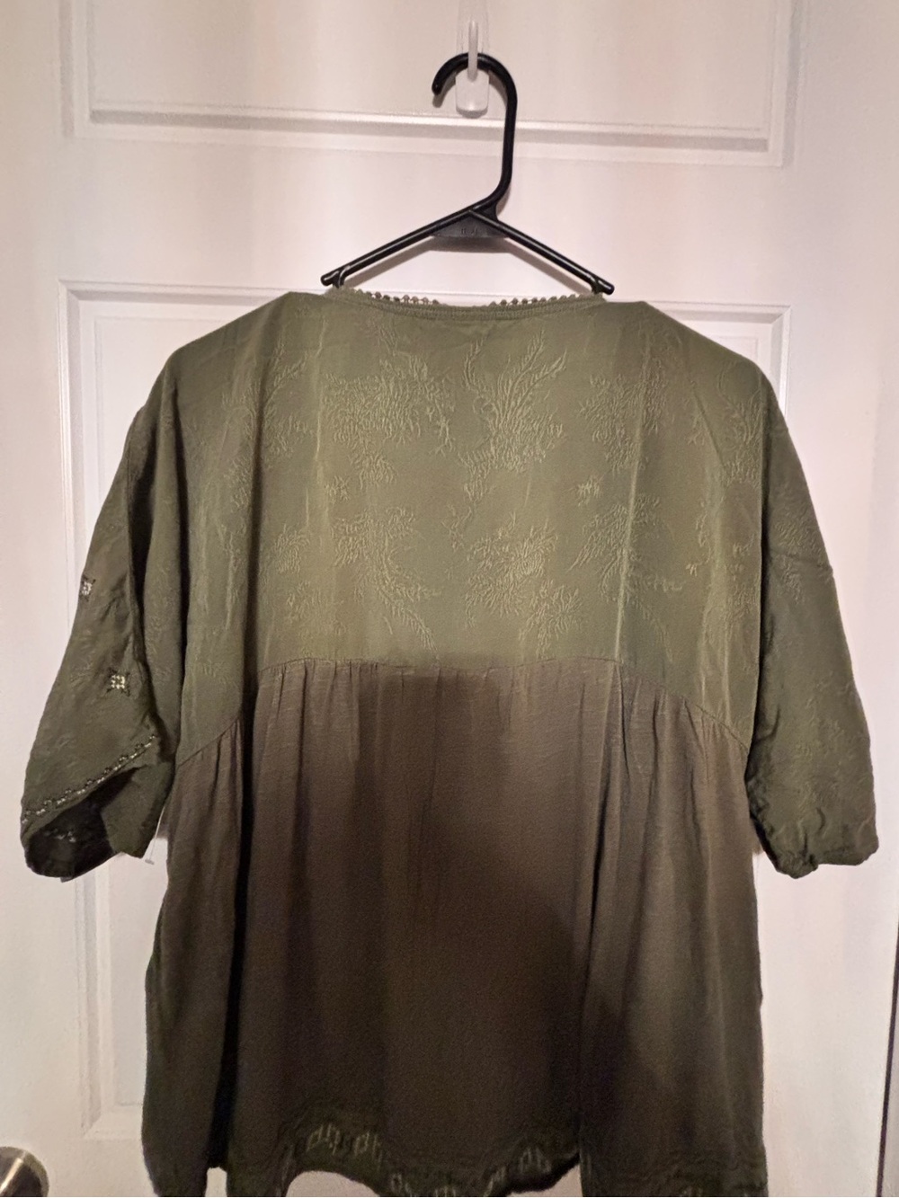 Knox Rose Olive Embroidered Peasant Top - XL - Picture 4 of 4